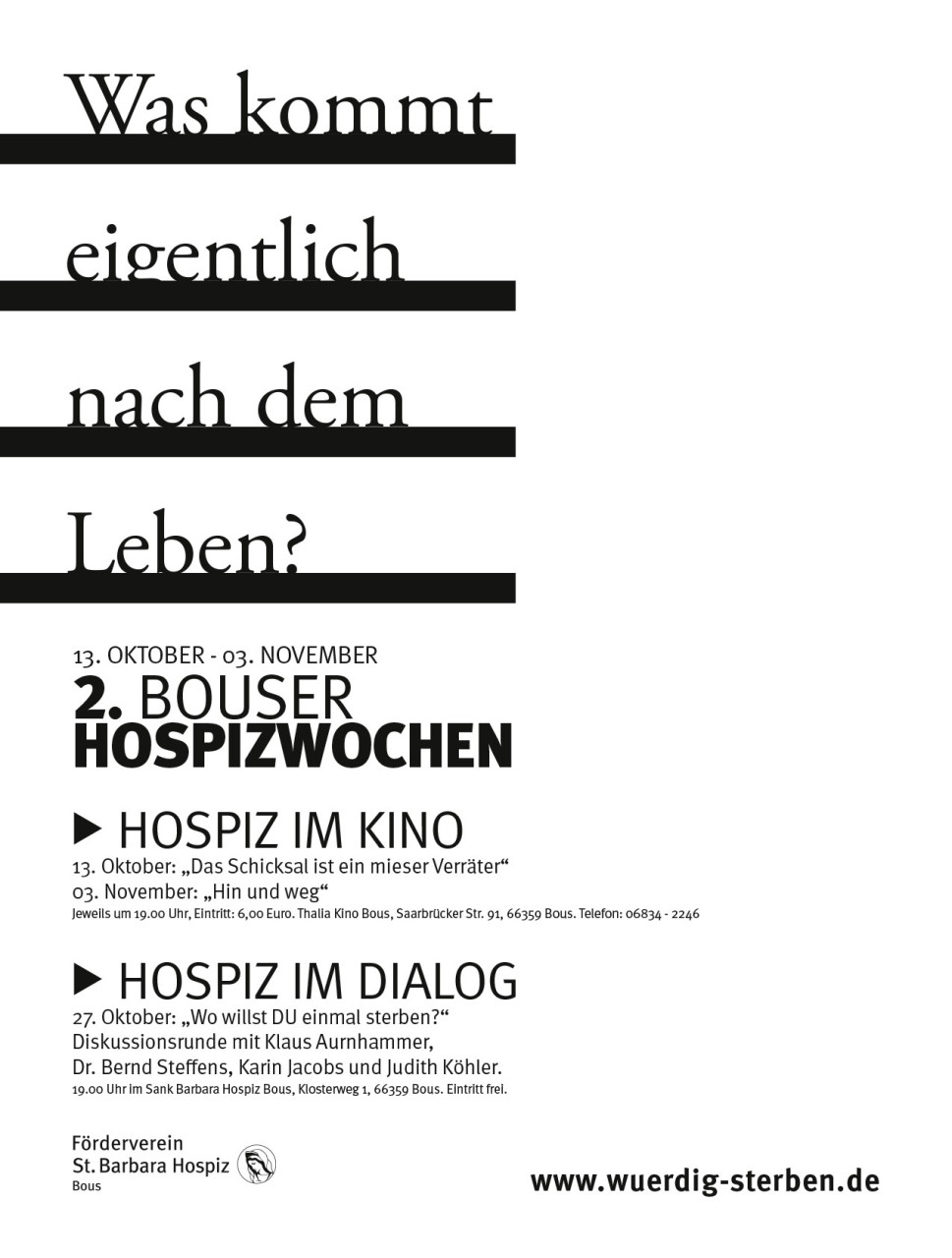 Das Plakat zu den Bouser Hospizwochen